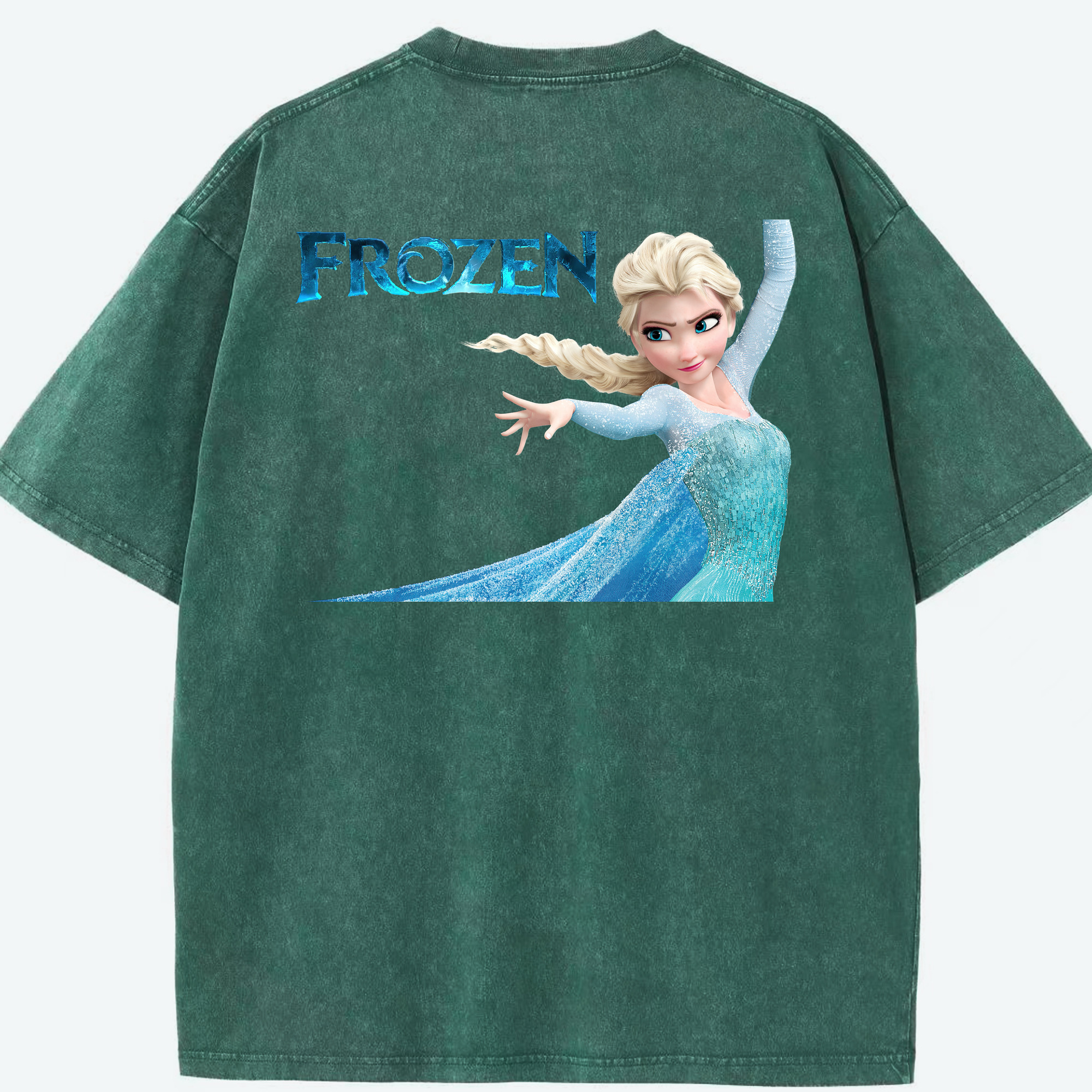 （画像用） アナと雪の女王 アンナ エルサ Frozen Anna Elsa 綿100% ヴィンテージ風 半袖Tシャツ（背面プリント）